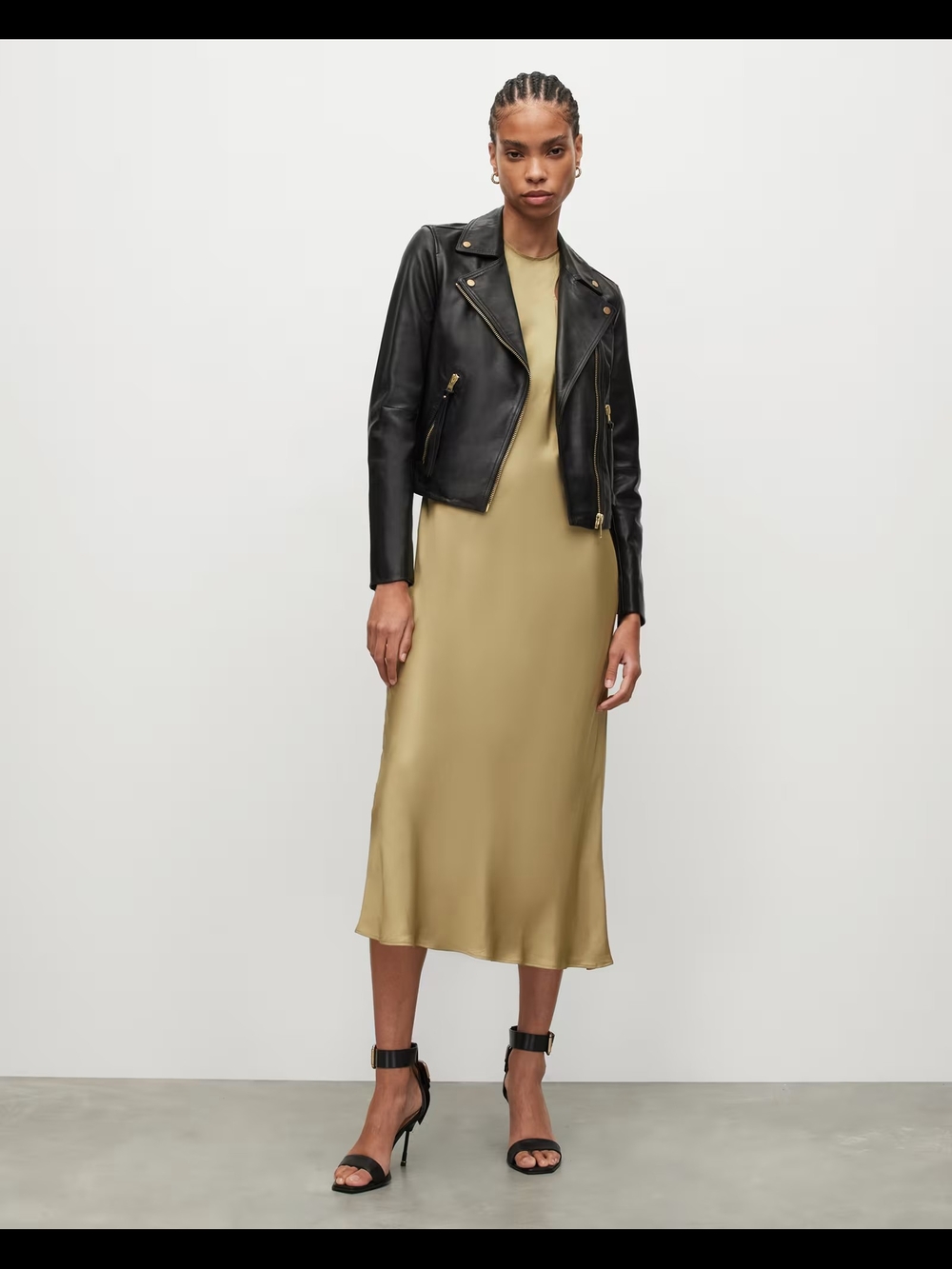 AllSaints Dalby Leather Biker Jacket - Black & Gold Hardware (US 8 / UK 12) - Picture 3 of 8